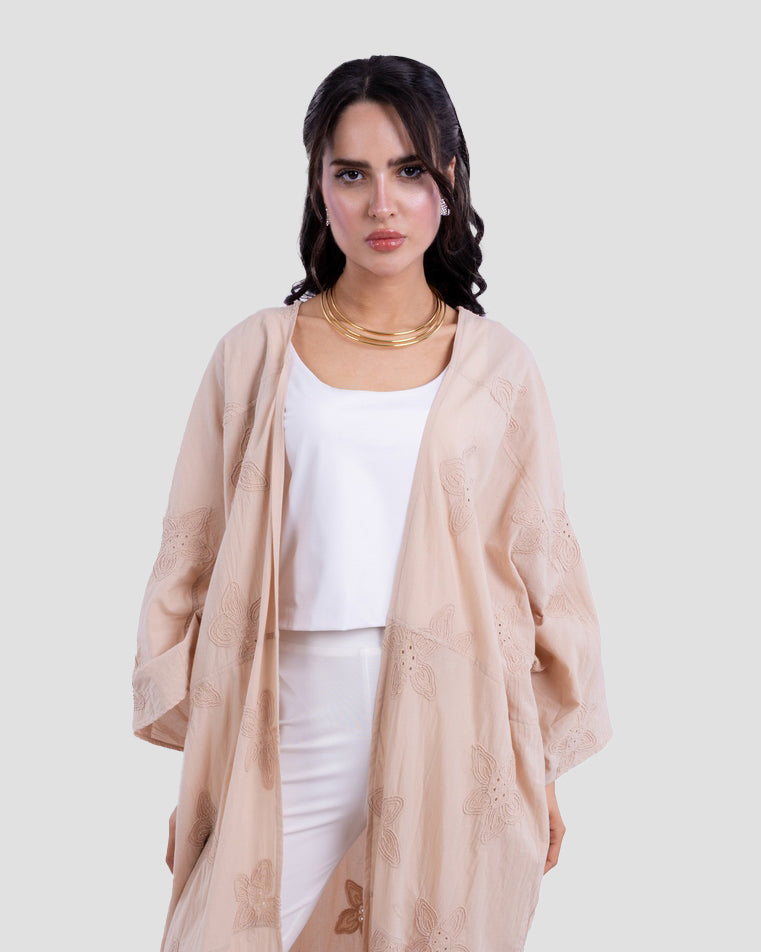 EMBROIDERED LONG KIMONO WITH WIDE SLEEVES