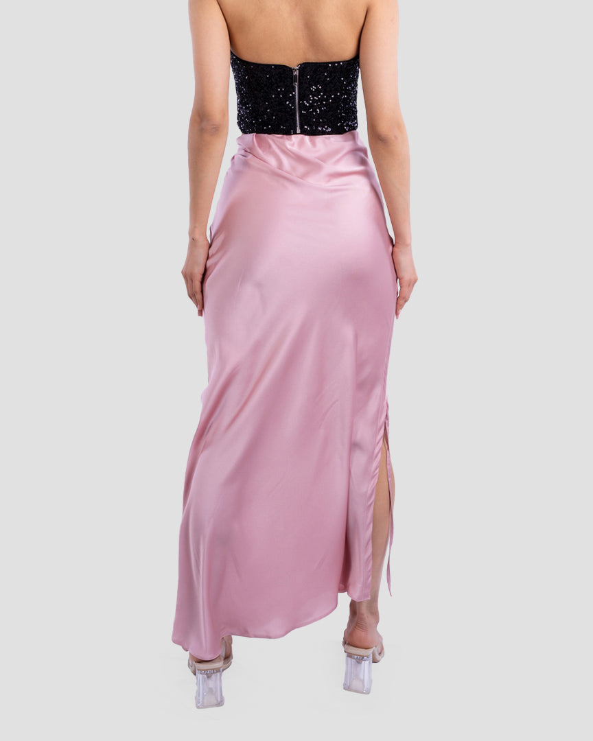SATIN MIDI SKIRT