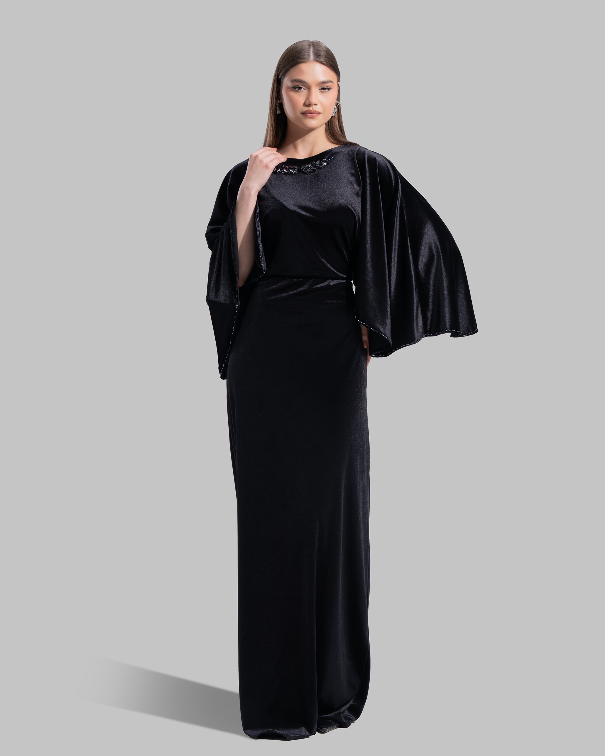Embellished velvet Cape Dress