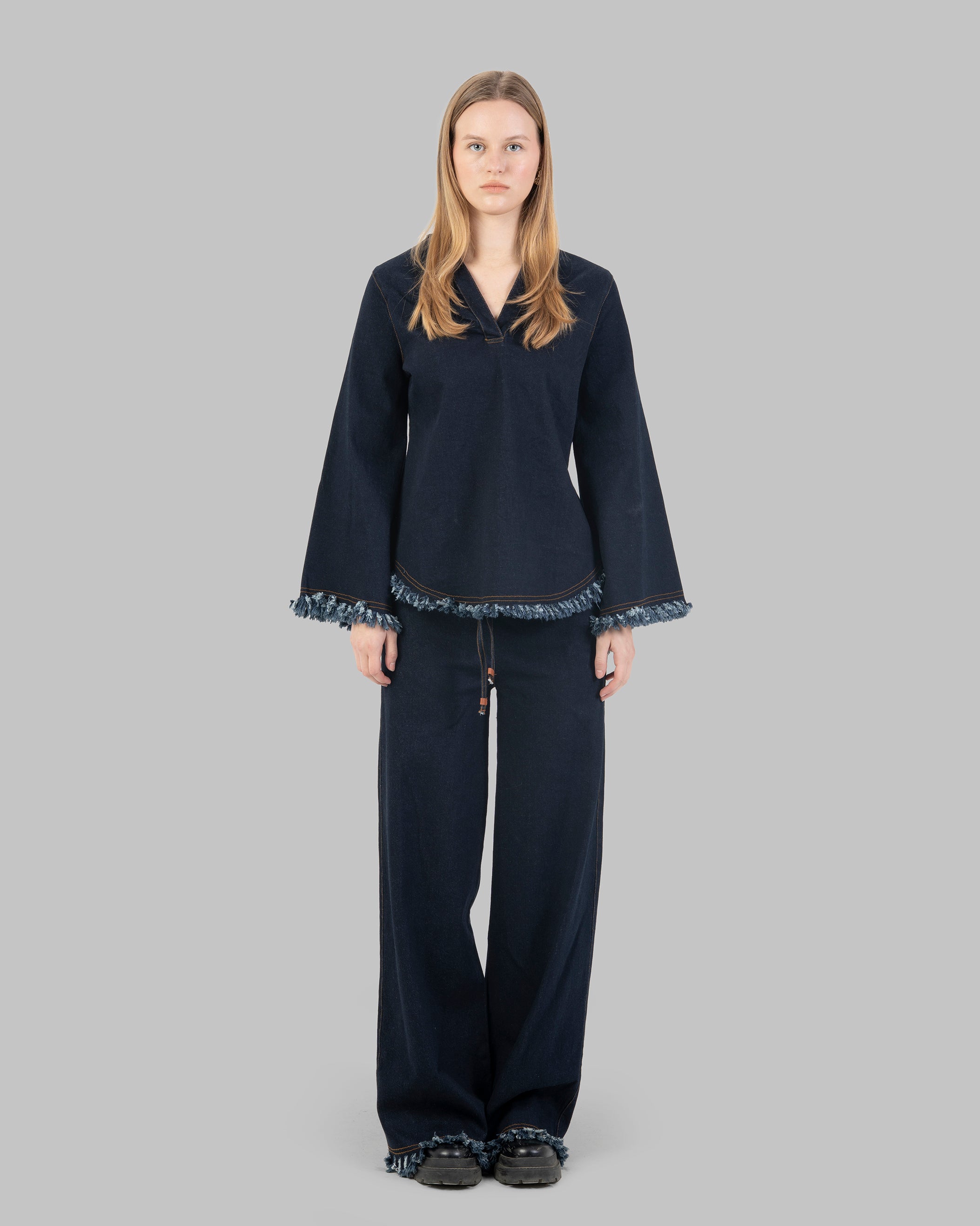 Denim Blouse Long-sleeve