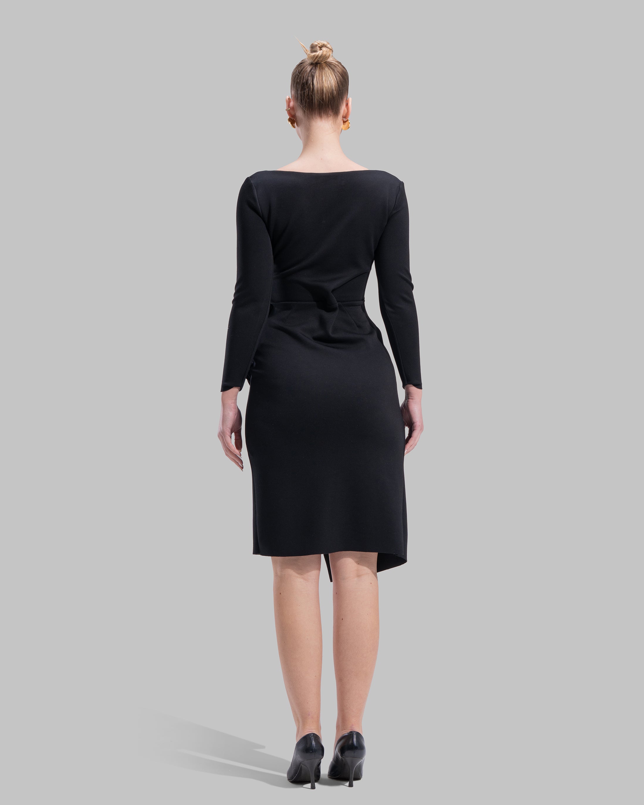 " Draped Ruffle Sheath Dress "