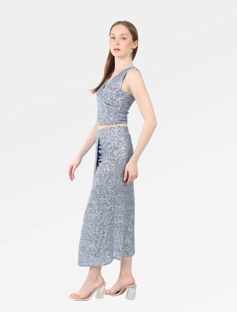 SEQUINNED HALTER TOP