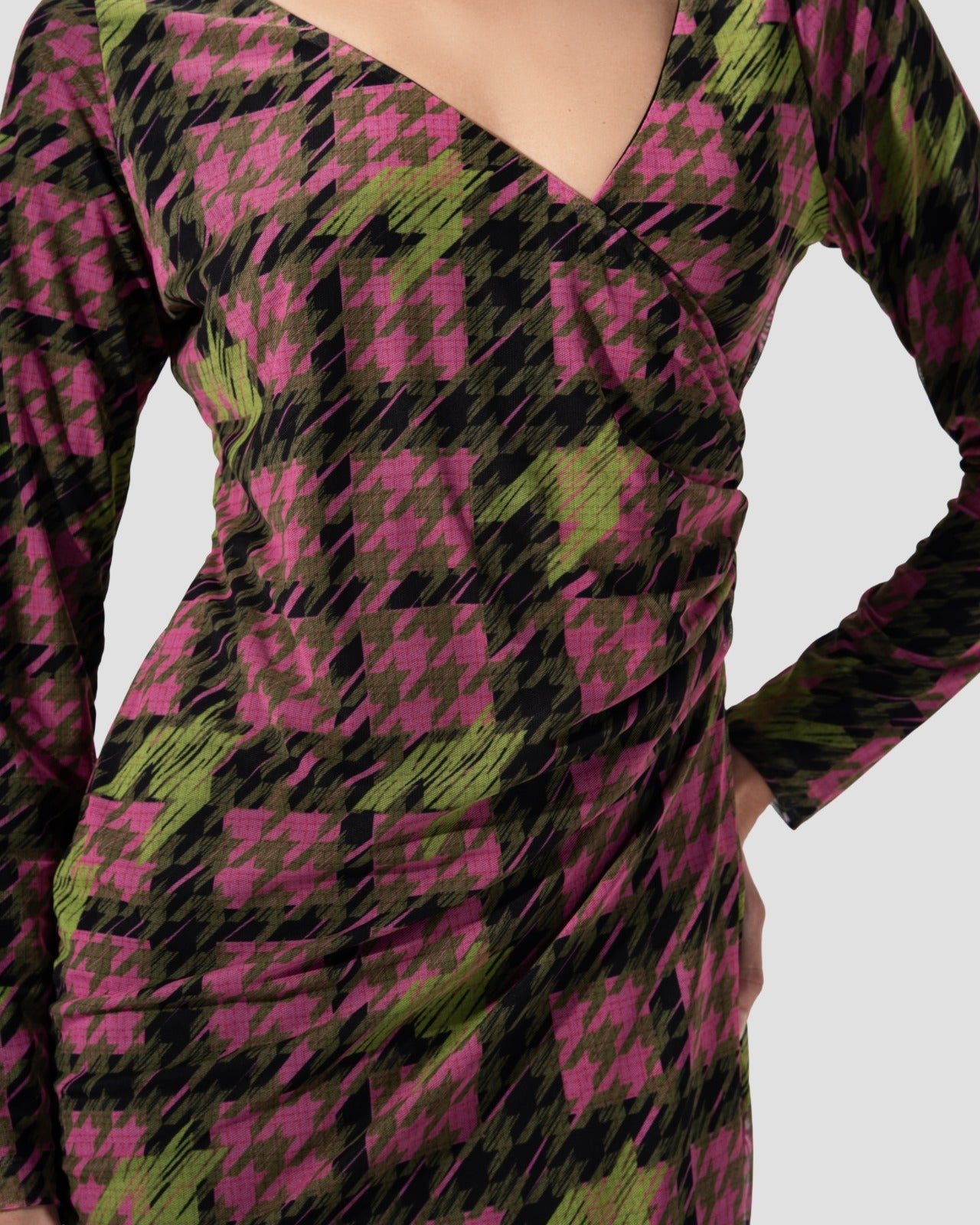 Printed wrap midi dress