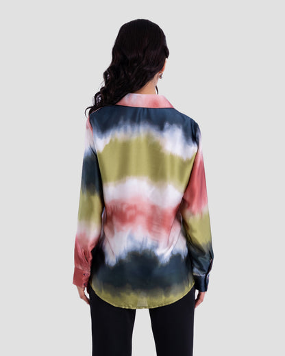 TIE-DYE EFFECT FLOWY BLOUSE