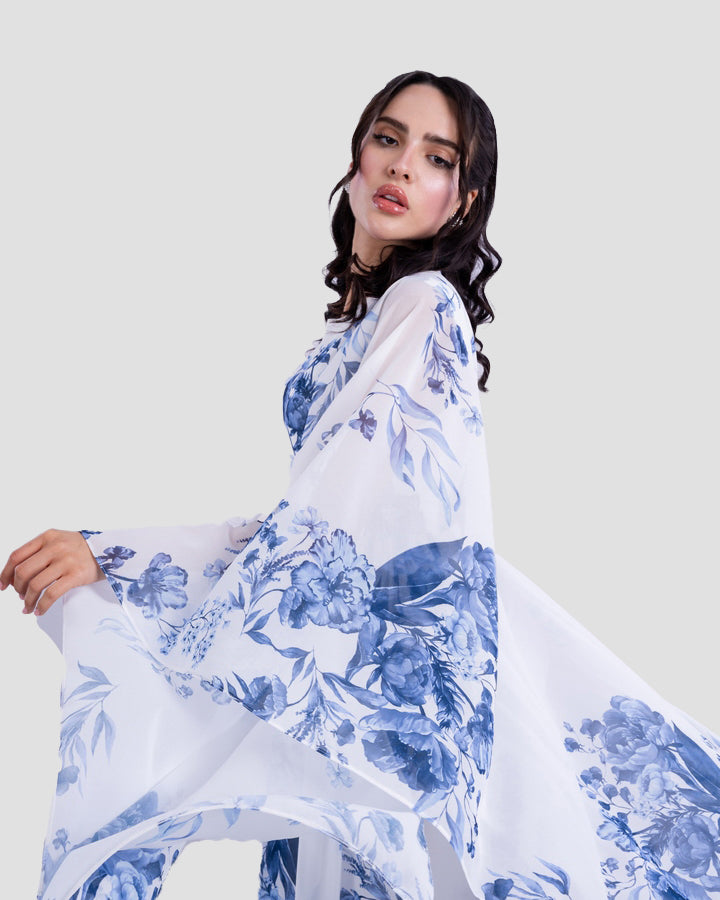 فستان ماكسي منسدل بطبعة زهور