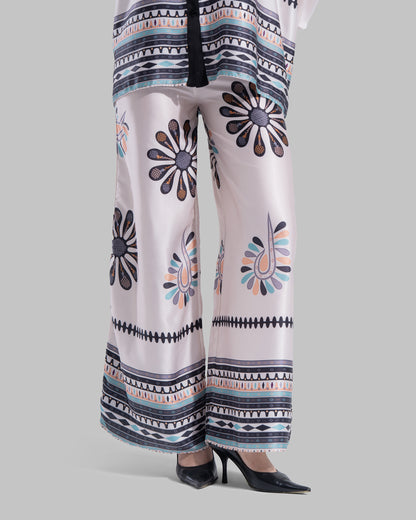 Oversized satin blouse with long sleeves