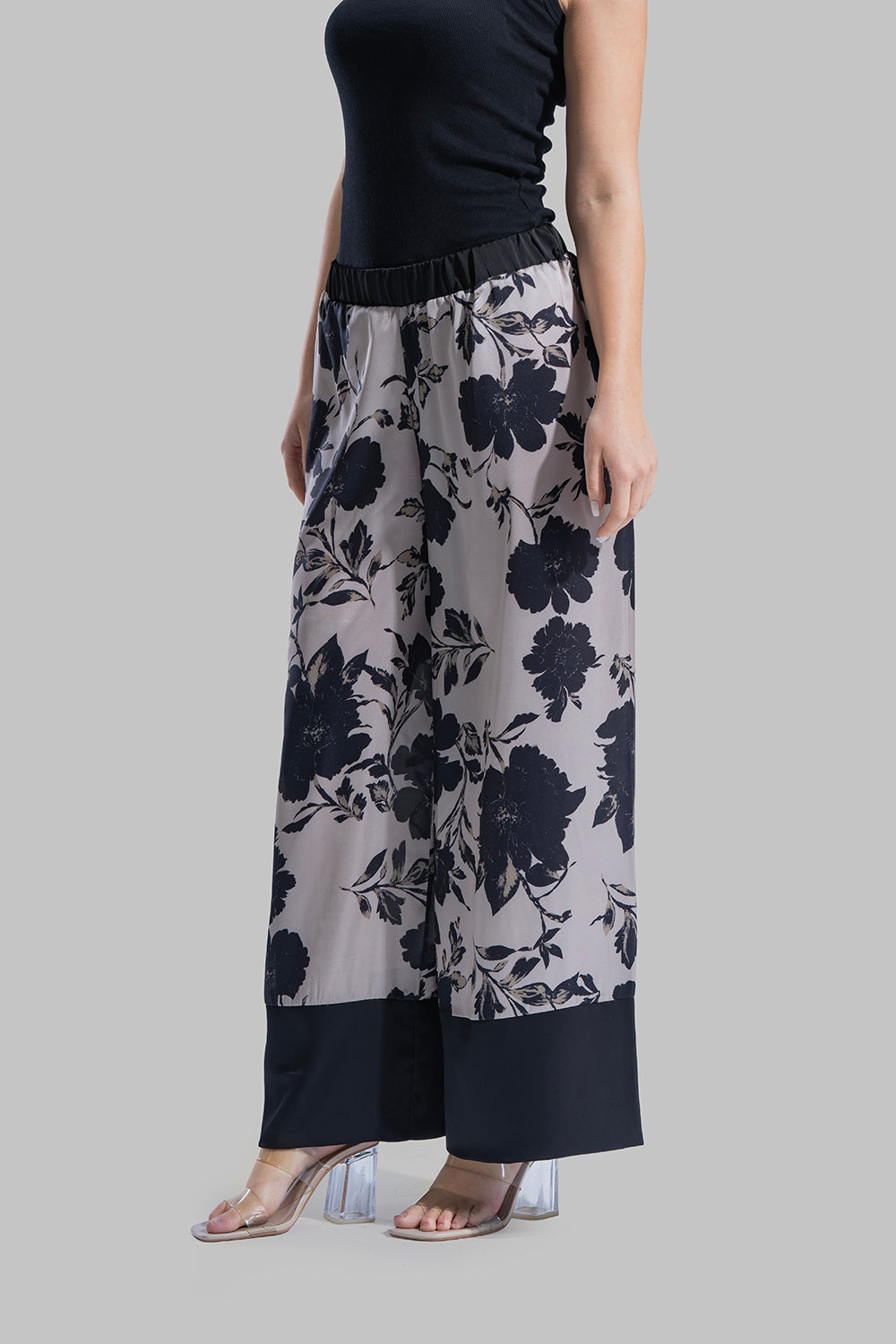 Floral Elastic Waist Pants