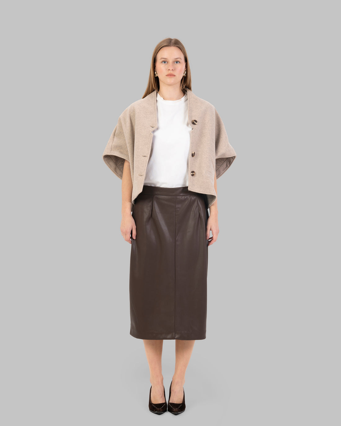 Midi Skirt leather High-Waist