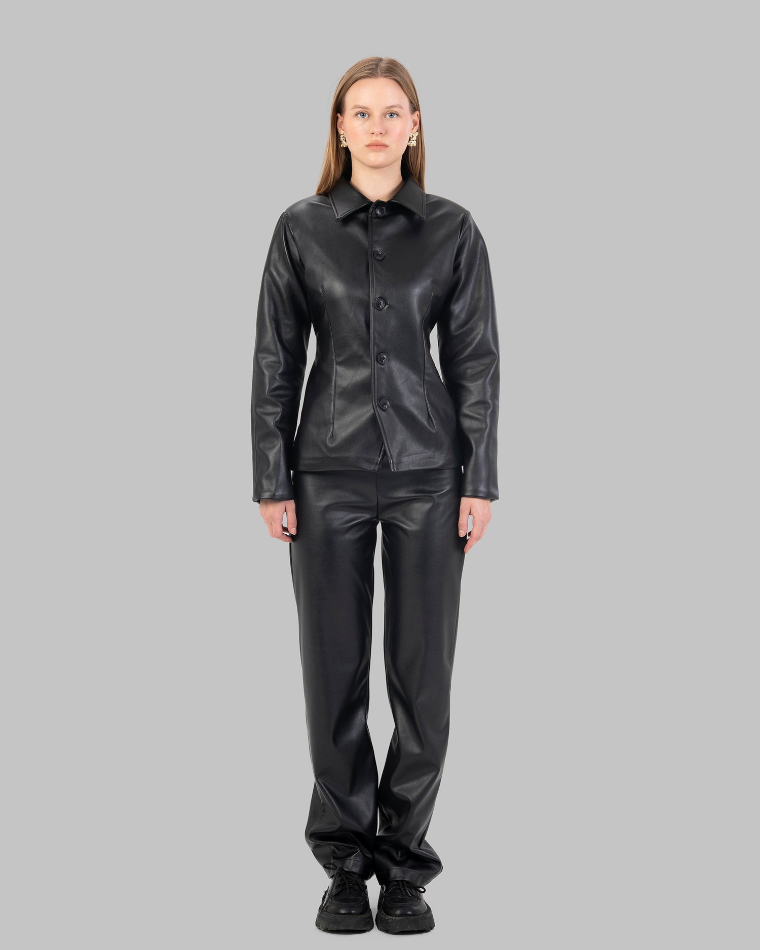 Straight Full-Length Leather Pants