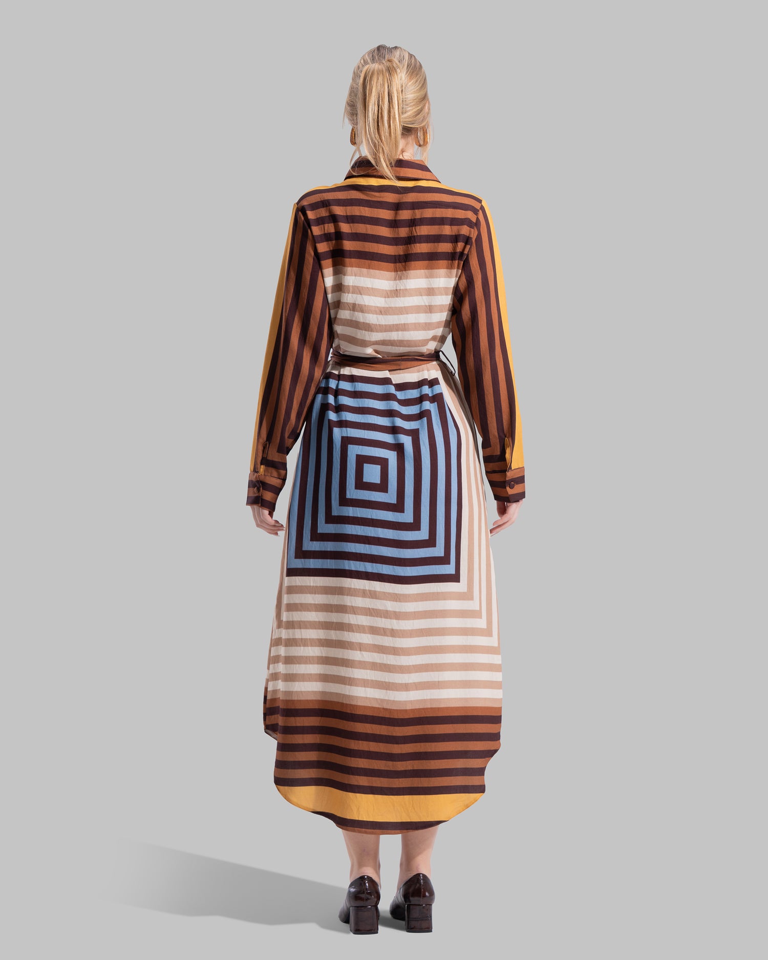 midi shirt dress with amatching belt.
