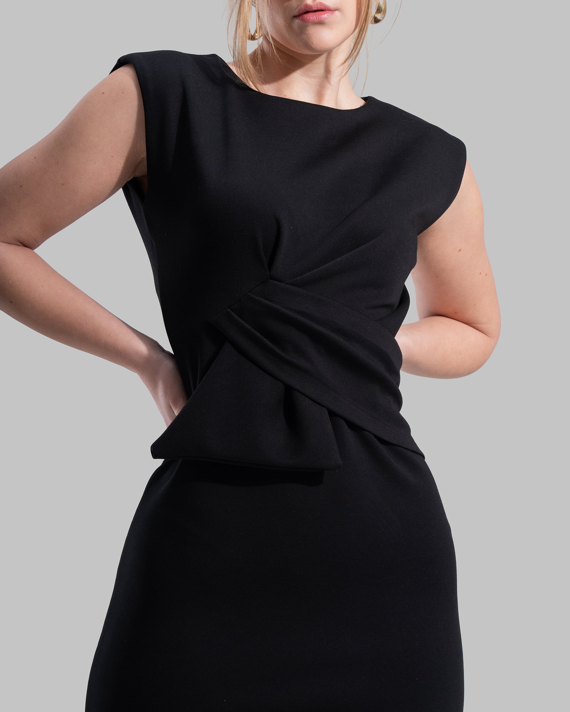 " Draped Ruffle Sheath Dress "