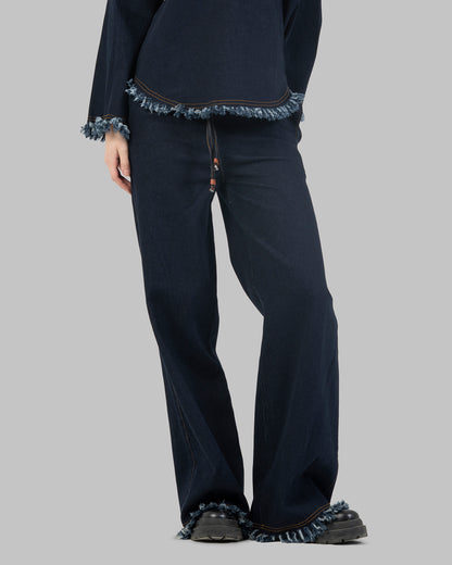 ‏ Wide-Leg Denim Pants