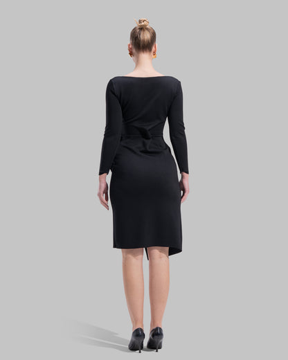 " Draped Ruffle Sheath Dress "