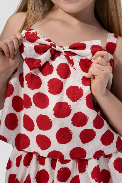 Polka Dots Top with Bow.
