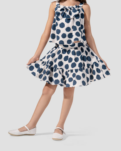 Polka Dots Ruffled Mini Skirt.