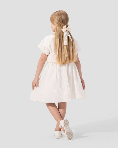 High-waist midi skirt with an elastic waistband and a gathered design