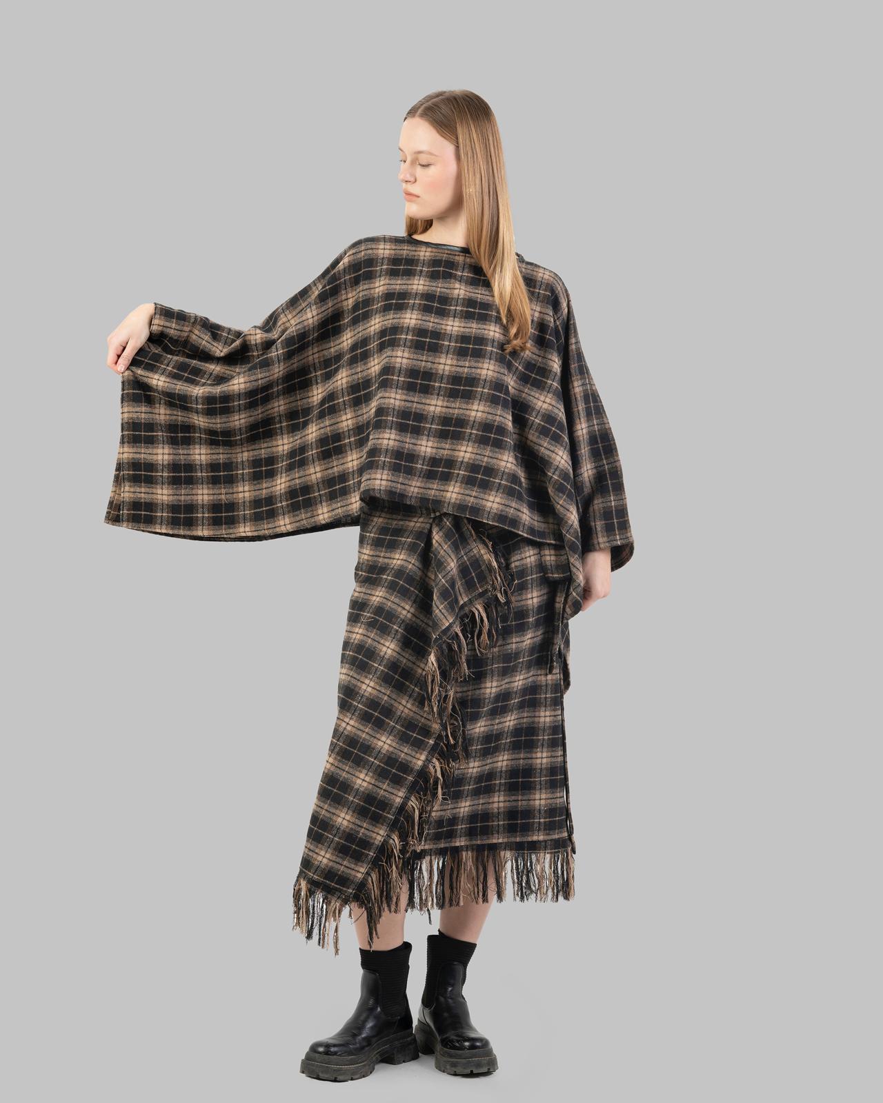 Relaxed Plaid Poncho.