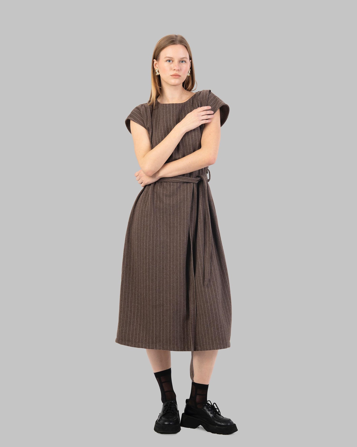 Pinstripe Shift Dress A sleeveless